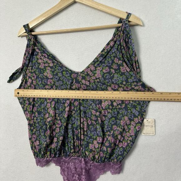 Free People Bare It All Bodysuit Womens Small Floral Lace Shoulder Ties NWT - Picture 9 of 14